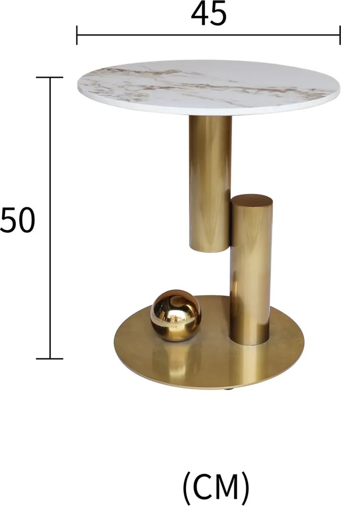 Odkladací stolík Modig 45 cm zlatý/mramor