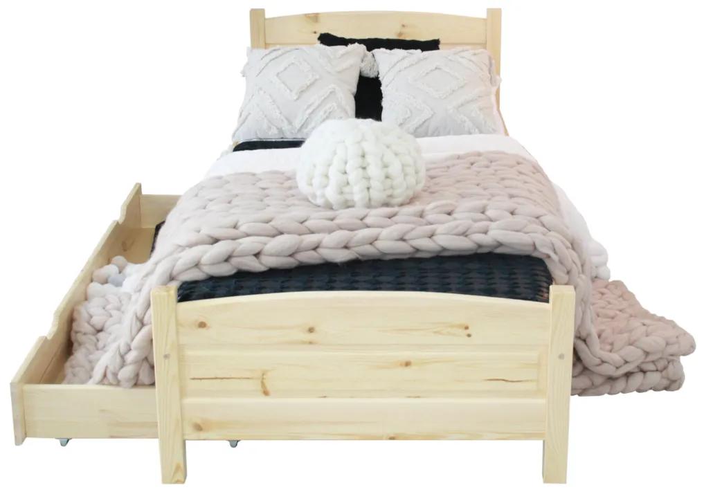 Vyvýšená posteľ ANGEL + sendvičový matrac MORAVIA + rošt ZADARMO, 80x200 cm, prírodný-lak