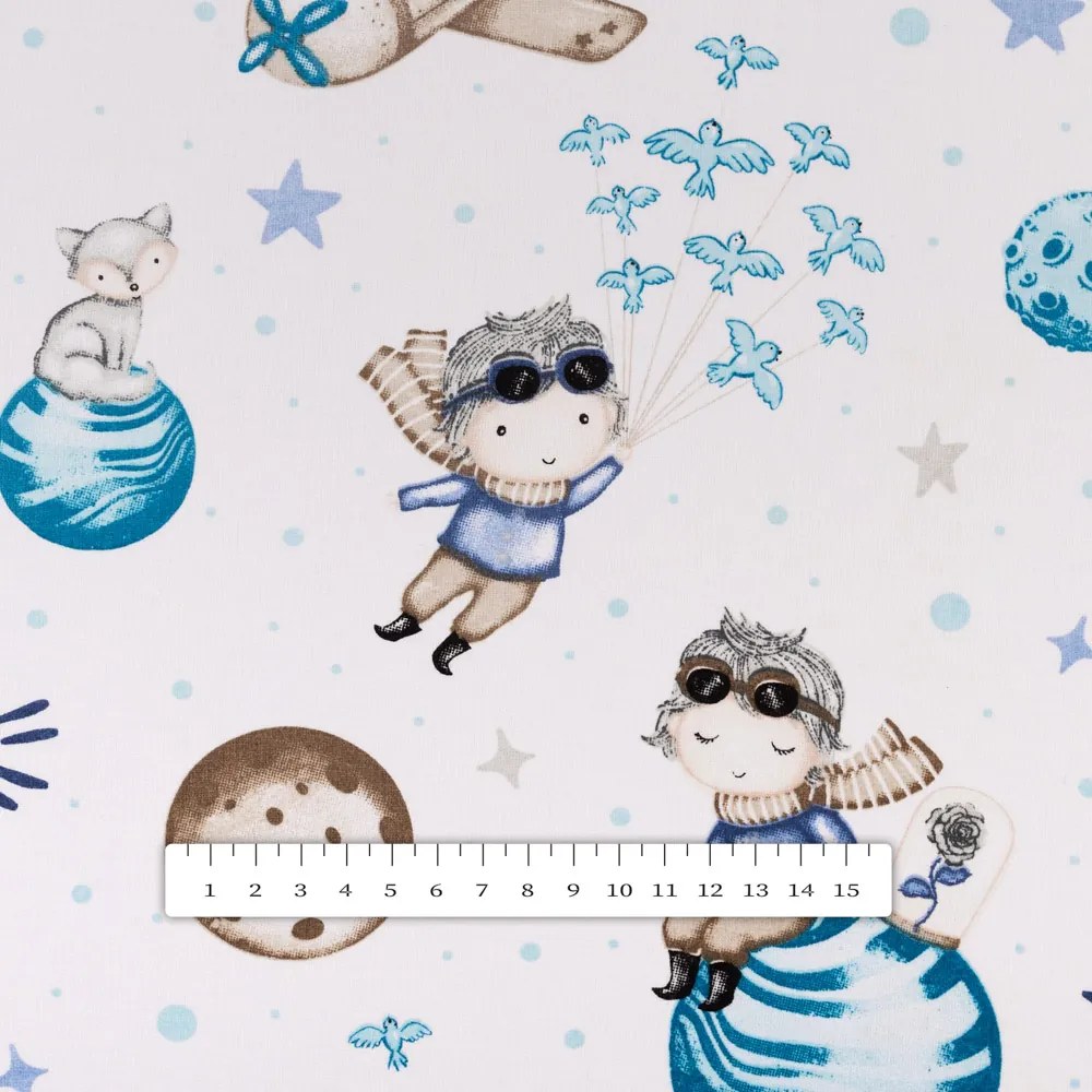 Biante Detský bavlnený behúň na stôl Sandra SA-644 Malý modrý princ na bielom 35x140 cm