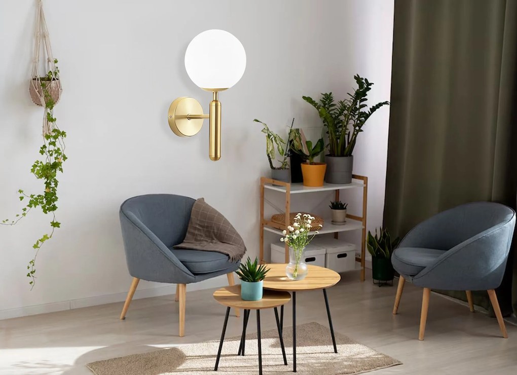 Toolight Toolight, nástenné svietidlo 1xE27, G098-1W, zlatá, OSW-09723