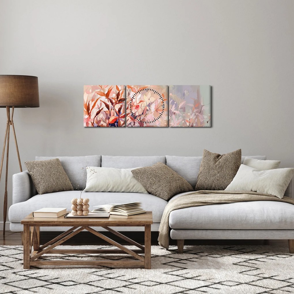 Obraz - Maľba pastelová jeseň (s hodinami) (90x30 cm)