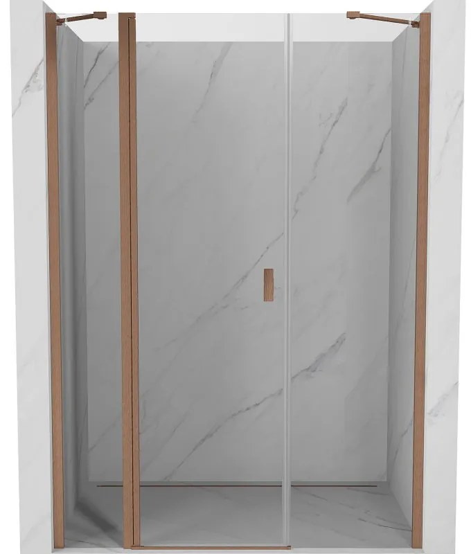 Mexen, Mexen Mist Otočné sprchové dvere 140 cm, transparentné, brúsená meď - 8A4-140-001-65-00