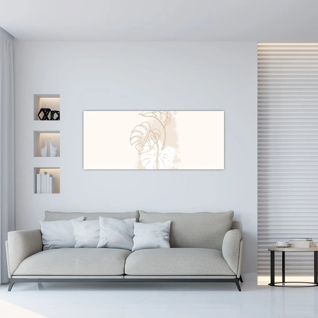 Obraz - Line art monstera N⁰1 (120x50 cm)