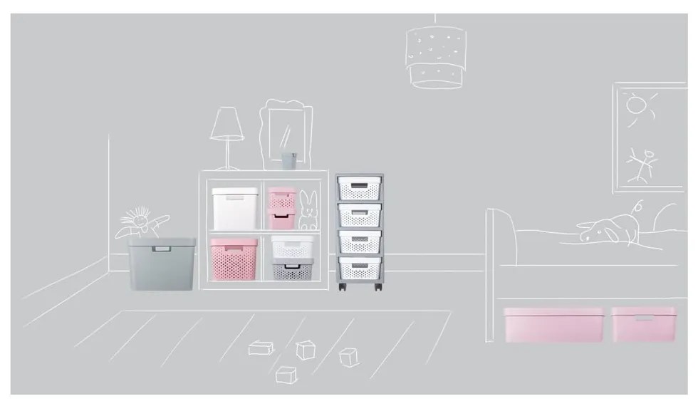 Biely úložný box s vekom Curver Infinity, 45 l