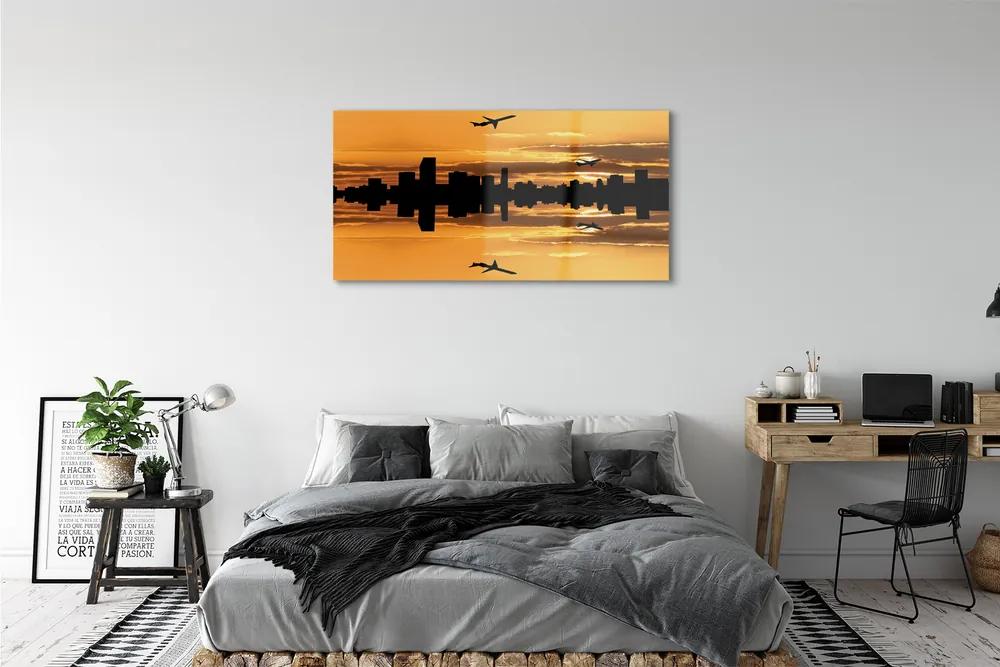 Obraz plexi Sun city lietadla 125x50 cm