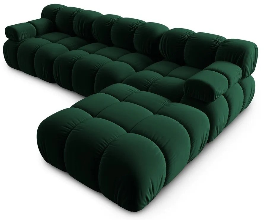 Zelená zamatová rohová pohovka Bellis – Micadoni Home