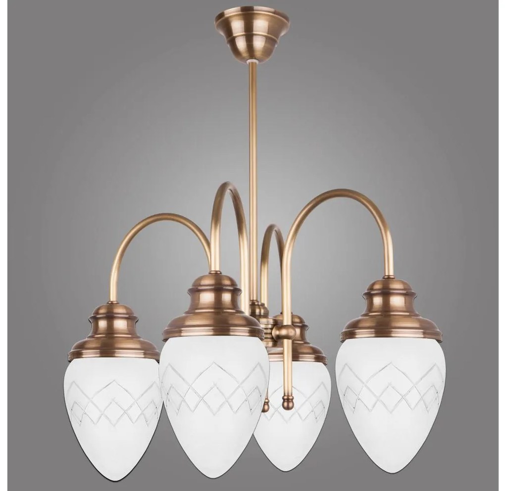 Kemar RI/4/M - Luster na tyči RINAMA 4xE27/60W/230V mosadz
