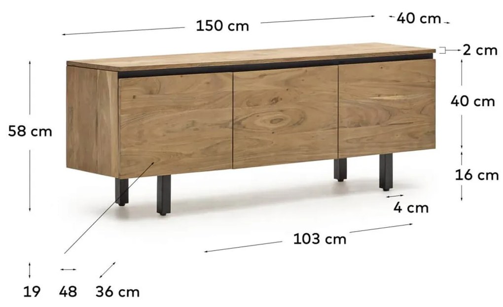 Tv stolík exue 150 x 58 cm prírodný MUZZA