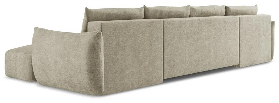 Béžová ženilková rozkladacia rohová pohovka (do tvaru "U") Leila – Makamii