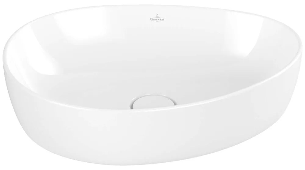 VILLEROY &amp; BOCH Antao asymetrické umývadlo na dosku bez otvoru, bez prepadu, 510 x 400 mm, biela alpská, s povrchom CeramicPlus, 4A7351R1