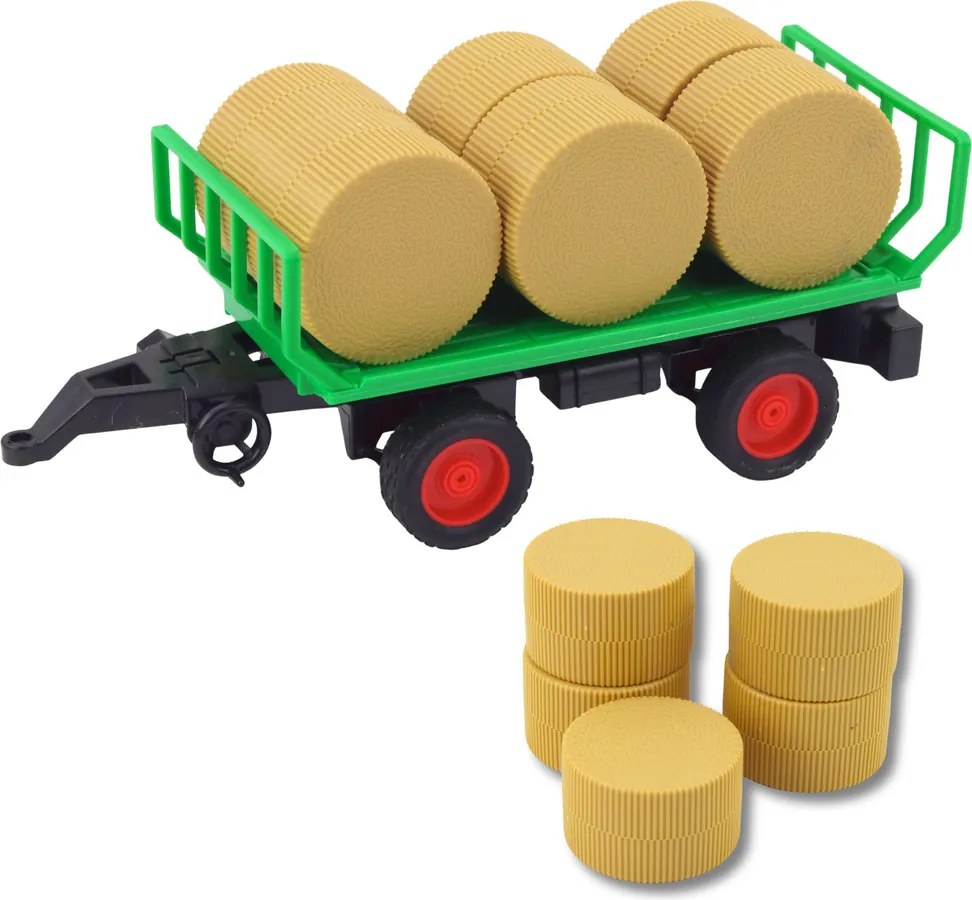 LEAN Toys Poľnohospodársky traktor Poľnohospodársky príves Balíky sena Zelená 1:16