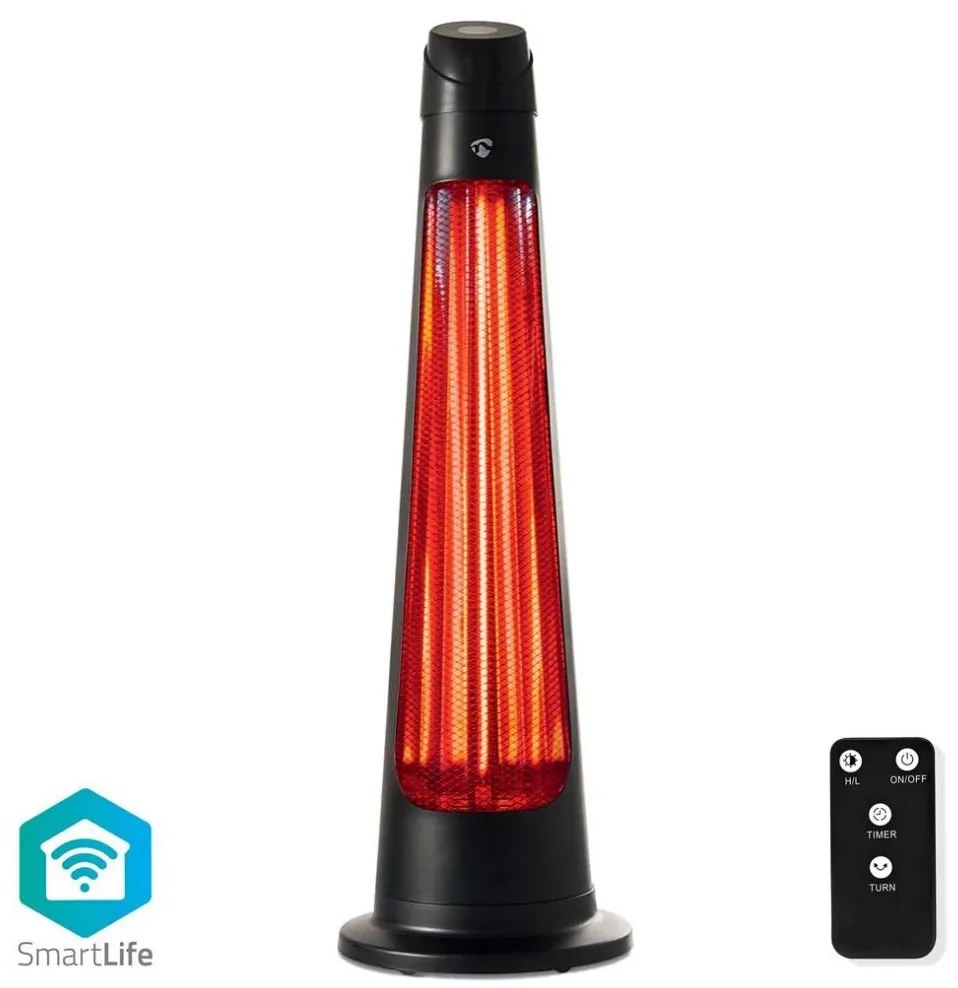 Nedis HTPA21BKW - Vonkajšie vykurovacie teleso SmartLife 600/1200W/230V Wi-Fi Tuya IP24