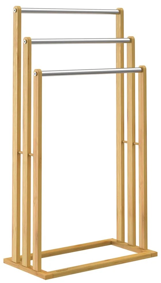 Bambusový stojan na uteráky RUBBY s kovovými tyčami, 46x24x84cm, hnedá/strieborná Casaria