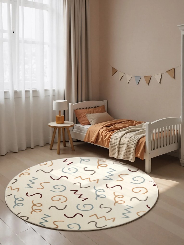 Hanse Home, Detský koberec Adventures 106422 Cream Multicolor kruh, 160x160 (priemer) kruh, viacfarebná, detská izba