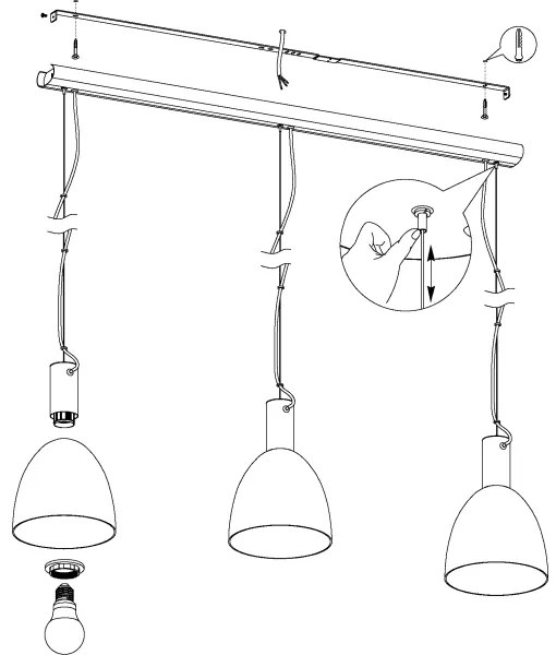 Eglo 99314 - Luster na lanku LEBALIO 3xE27/40W/230V