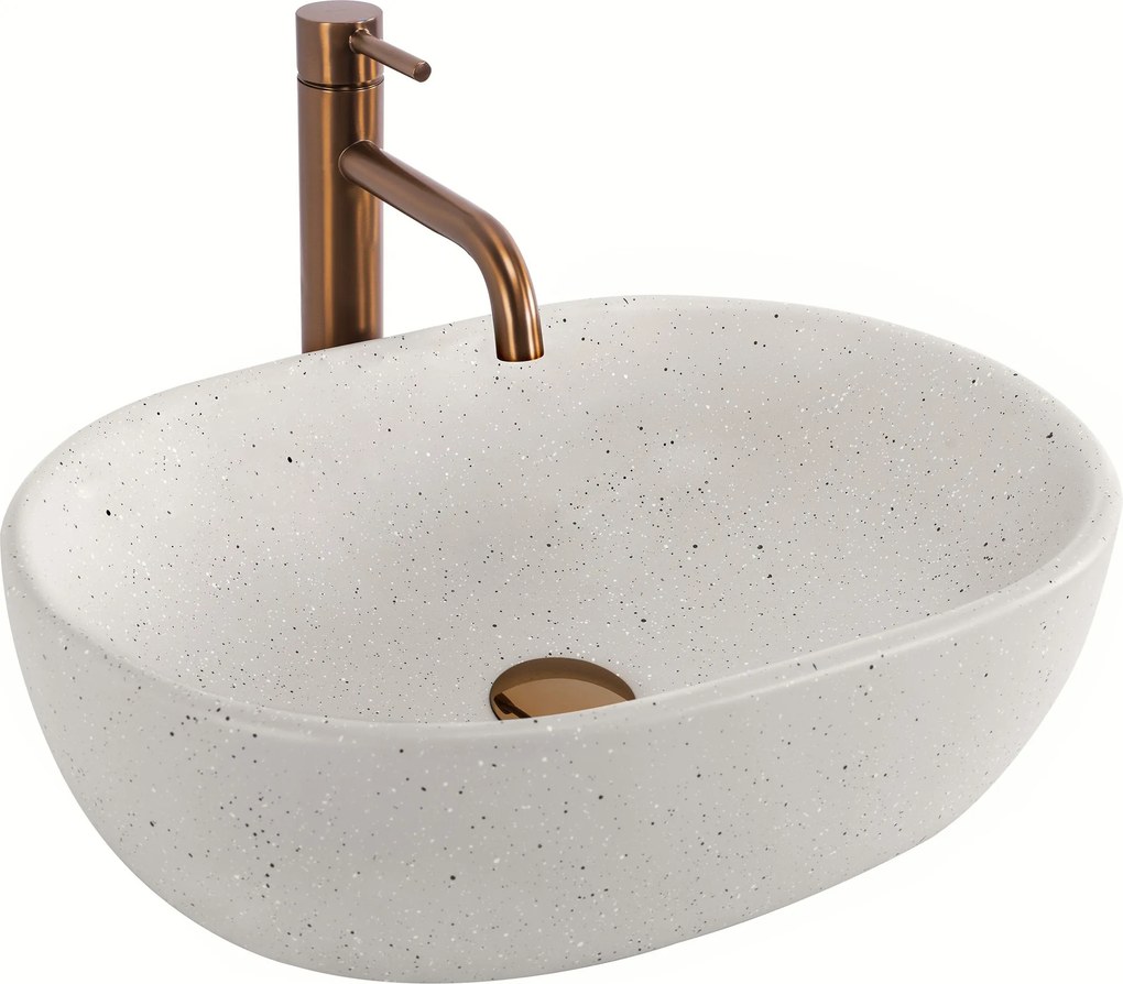 Rea Amelia, umývadlo na dosku 480x345x135 mm, imitácia kameňa-piesková, REA-U8480
