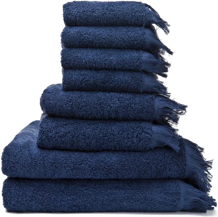 Súprava 6 modrých uterákov a 2 osušiek zo 100 % bavlny Bonami