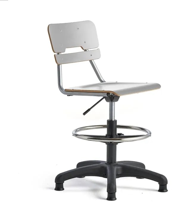 Stolička LEGERE výškovo nastaviteľná, malé sedadlo, lyžinová podnož, H 500-690 mm, šedá