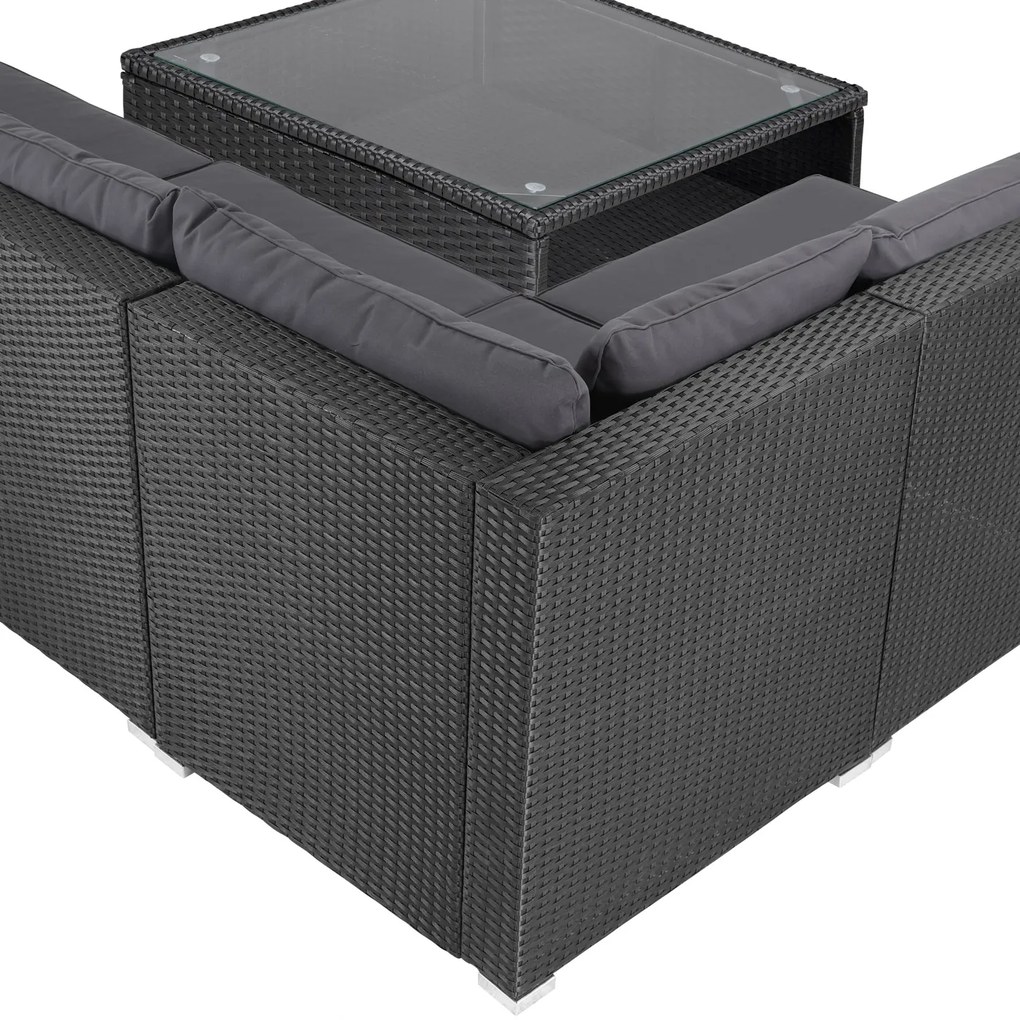 InternetovaZahrada - Záhradný ratanový set XXL - čierny/antracit podušky