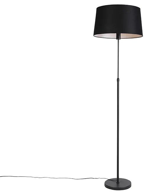 Stojaca lampa čierna s čiernym ľanovým tienidlom 45 cm nastaviteľná - Parte