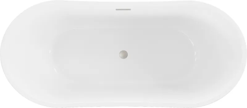 Mexen Montana, voľne stojaca vaňa 180 x 80 cm, biela-čierna, brúsená oceľ prepad, 52011808075-97