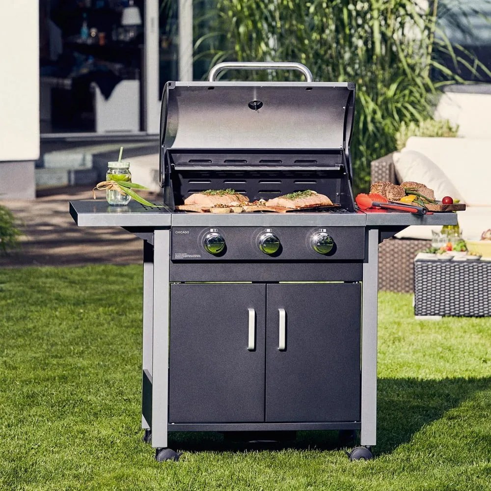 Čierny plynový vonkajší gril ENDERS Chicago 3