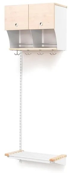 Vešiaková stena JEPPE s dvierkami, prídavná sekcia, 600x1800 mm, breza, biela