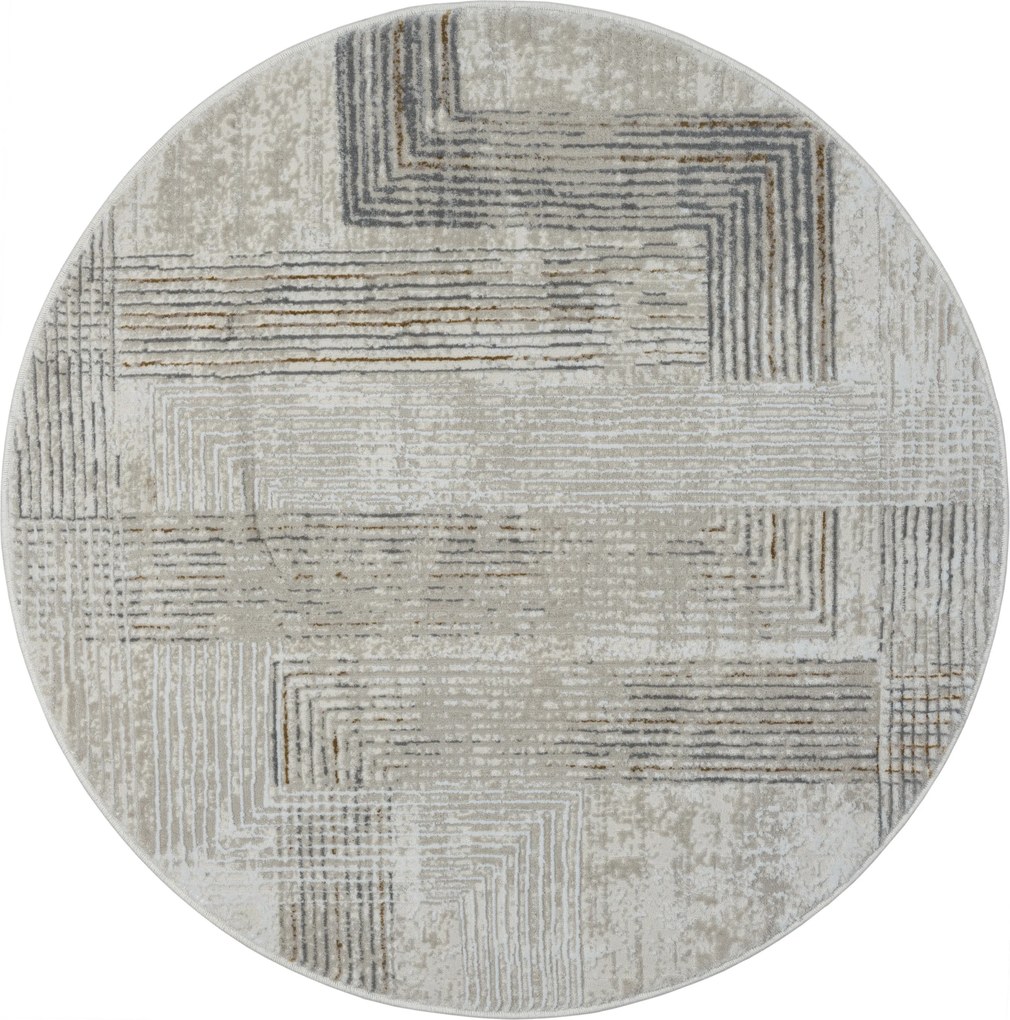 My Flair, Kusový koberec My Way CA60058 creme kruh, 120x120 (priemer) kruh, šedá, chodba / predsieň