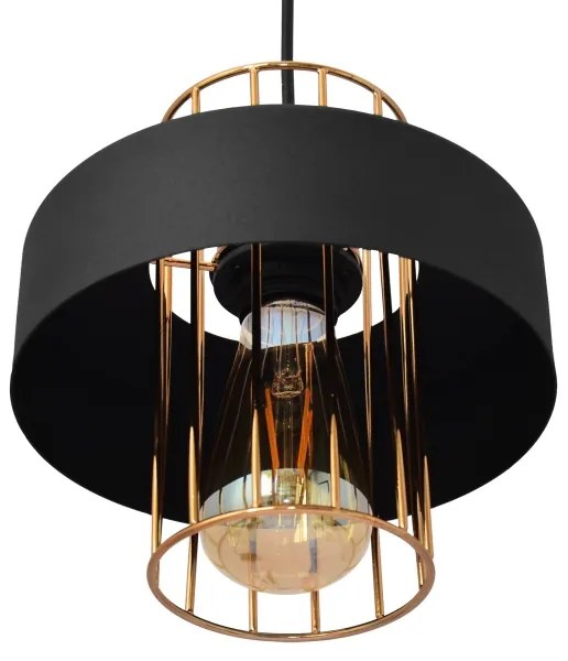 Luster na lanku VOLTA 1xE27/15W/230V čierna/zlatá
