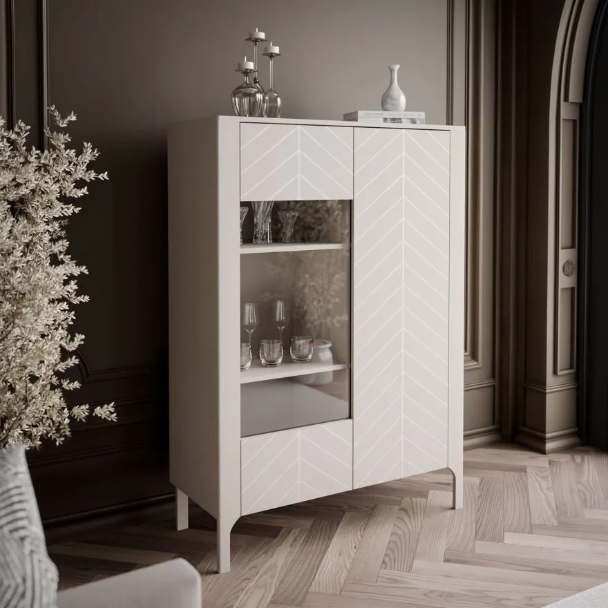 Moderná vitrína MARCIUS 103cm kašmír