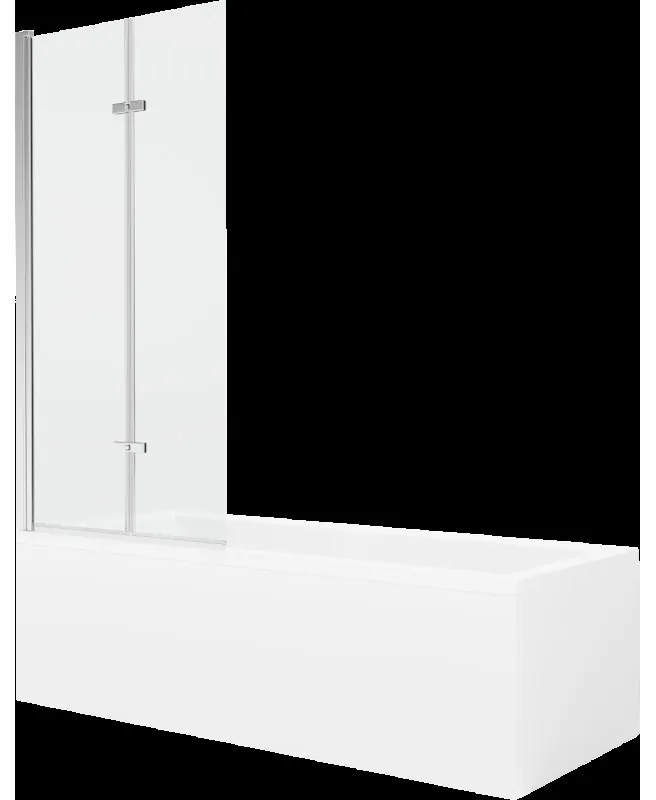 Mexen Cubik obdĺžniková vaňa 160 x 70 cm s obkladom a 2-krídlovou zástenou 80 cm, Transparentné, Chrómová - 550316070X9208020100