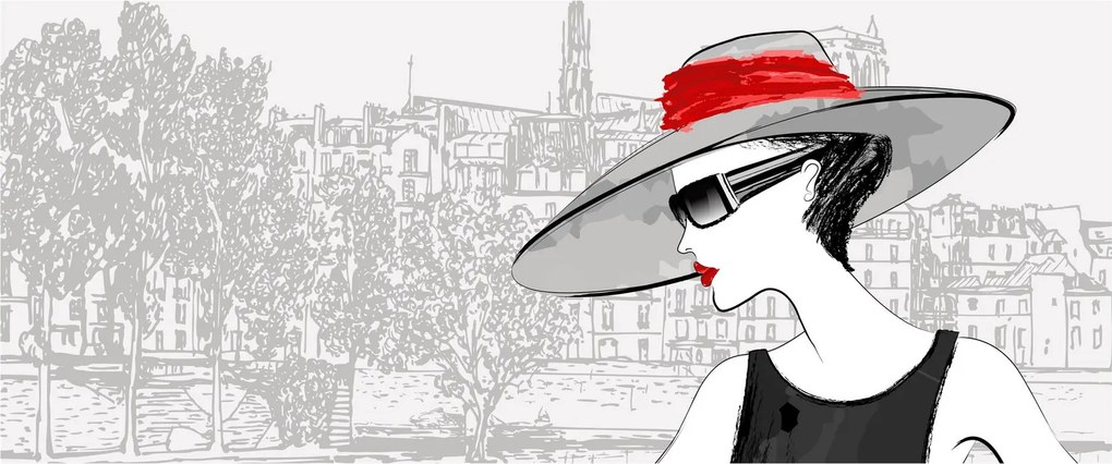 Obraz - Dáma v meste (120x50 cm)