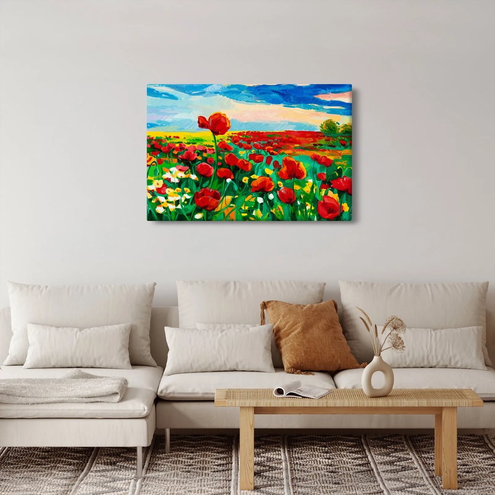 Obraz poľa s vlčími makmi (90x60 cm)
