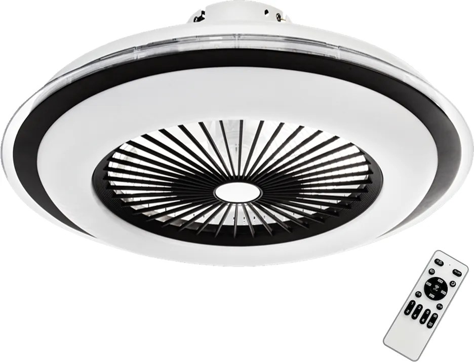 Stropné LED svietidlo Zephyr, 1x LED 48w, 3000-6000k, b, s ventilátorom a ovládačom