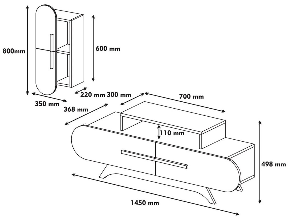 Obývacia stena ROSE S 145 cm orech/žltá