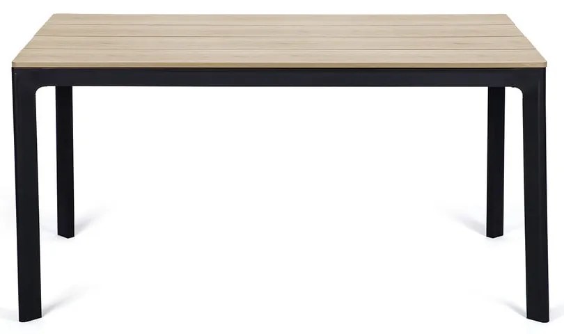 Záhradná jedálenská súprava pre 4 osoby s čiernou stoličkou Joanna a stolom Thor, 147 x 90 cm