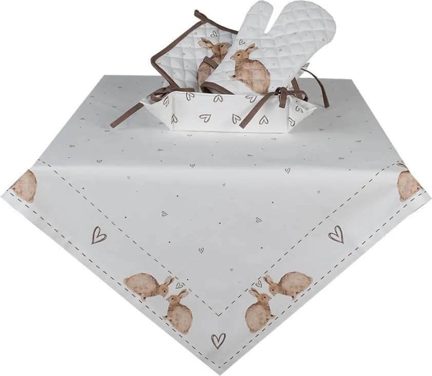 Bavlnený košík na pečivo s motívom zajačikov Bunnies in Love - 35*35*8cm