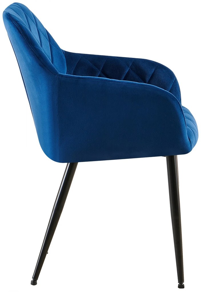 Jedálenská stolička Monett - zamat, B čierny rám - Tmavo modrá
