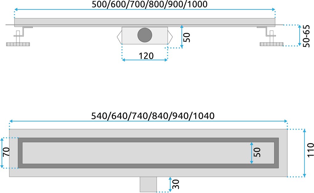 Odtokový žľab REA NEOX PURE 90 cm, čierna mat