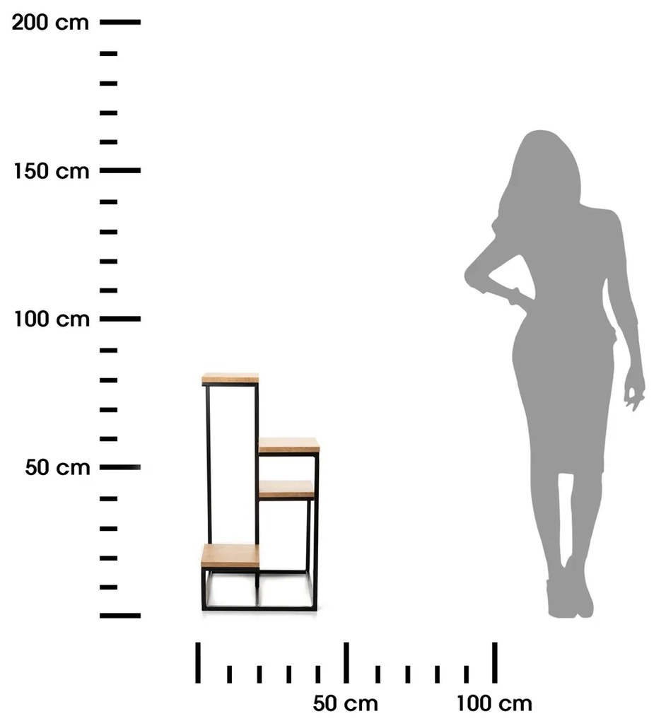 STOJAN NA KVETINÁČ KASKADA 79X40X40 CM ČIERNA/HNEDÁ