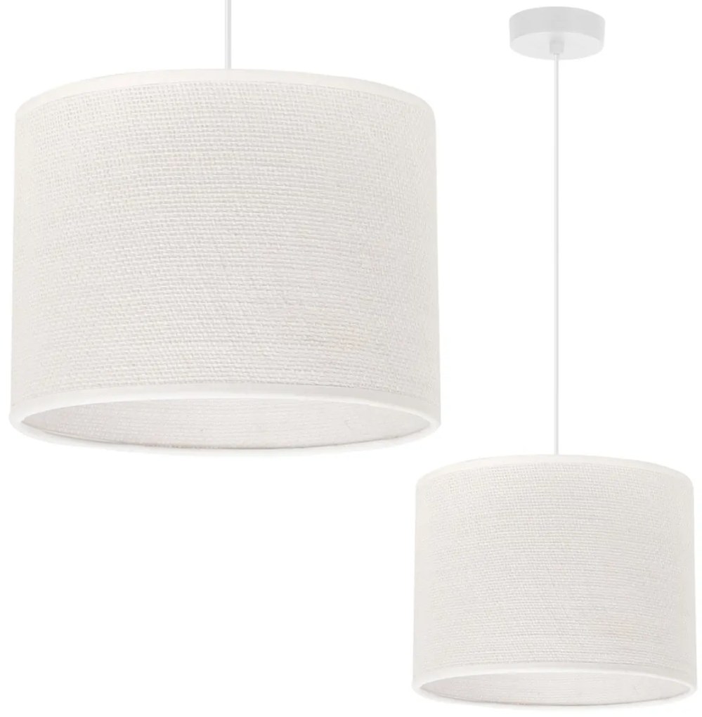 Závesné svietidlo Juta, 1x biele jutové tienidlo, (fi 20cm), w