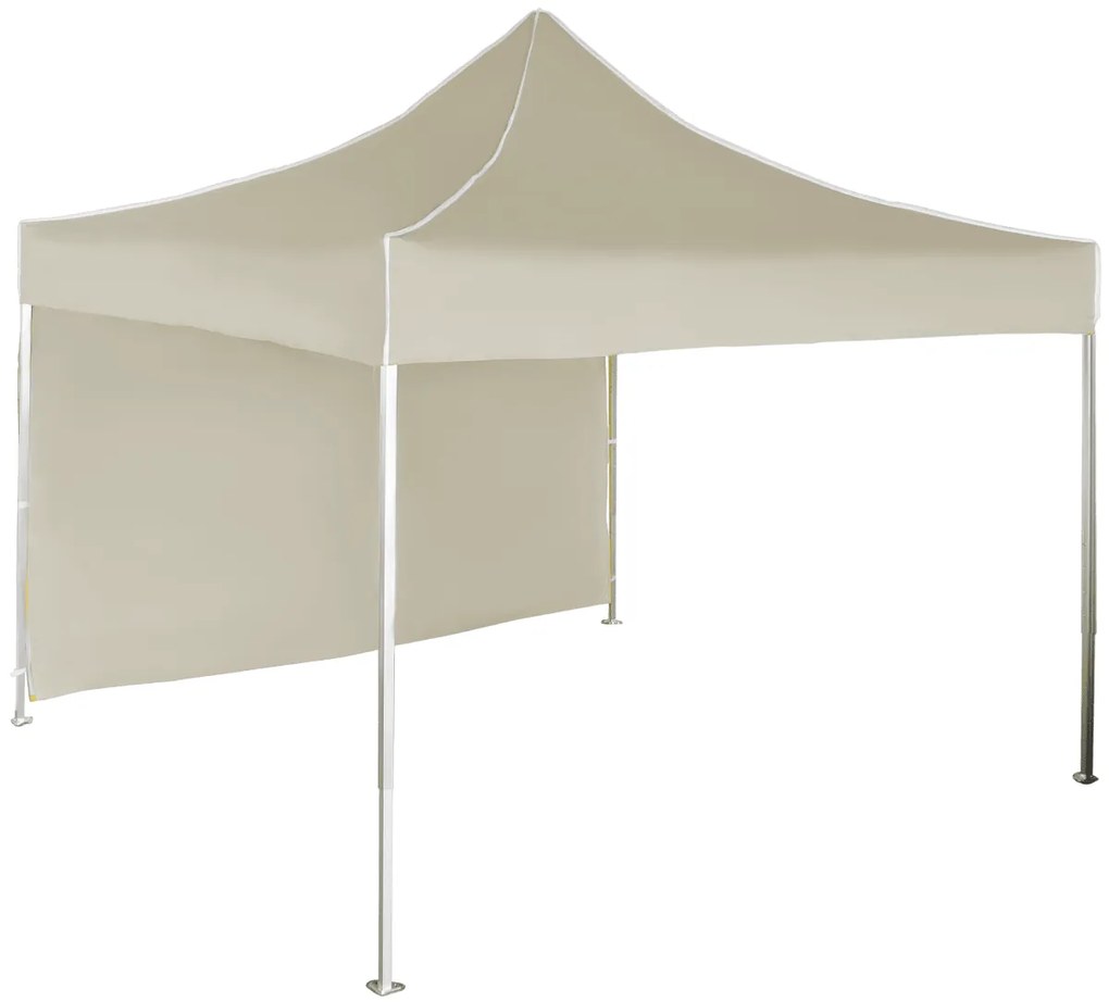 Rýchlorozkladací nožnicový stan 3x3m – hliníkový, 1 bočná plachta, Béžová