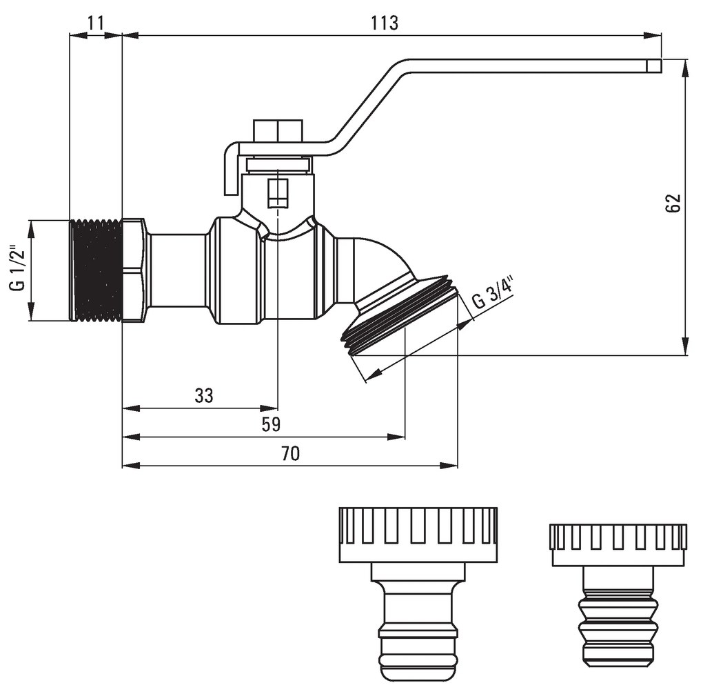 Deante Deante, 1/2" guľový záhradný ventil z mosadze s adaptérom, VFA_152L