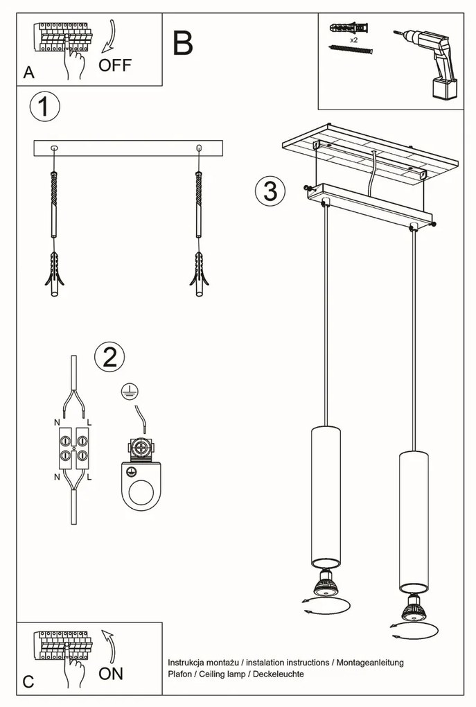 Závesné svietidlo Lagos, 2x čierne kovové tienidlo