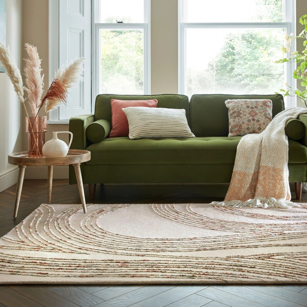 Flair Rugs, Kusový koberec Memphis Abstract Swirl Natural/Orange, 160x230, béžová, obývacia izba