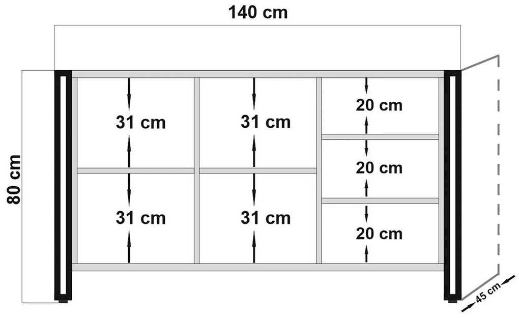 Dizajnová komoda Ulyana 140 cm borovica