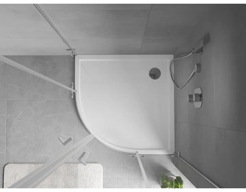 Mexen Flow, štvrťkruhová sprchová vanička slim 100 x 100 cm, biela lesklá, 46Q101010