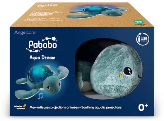 PABOBO Magický LED projektor morského dna s melódiami a bielym šumom korytnačka TURTLE