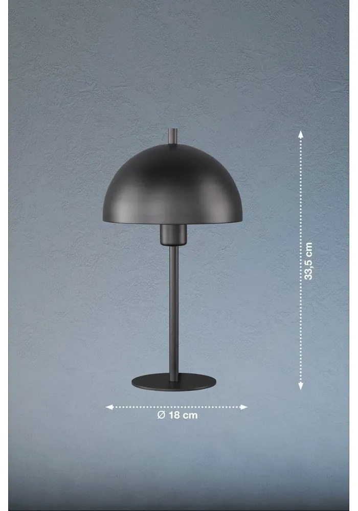 Čierna stolová lampa s kovovým tienidlom (výška 33,5 cm) Kia – Fischer &amp; Honsel