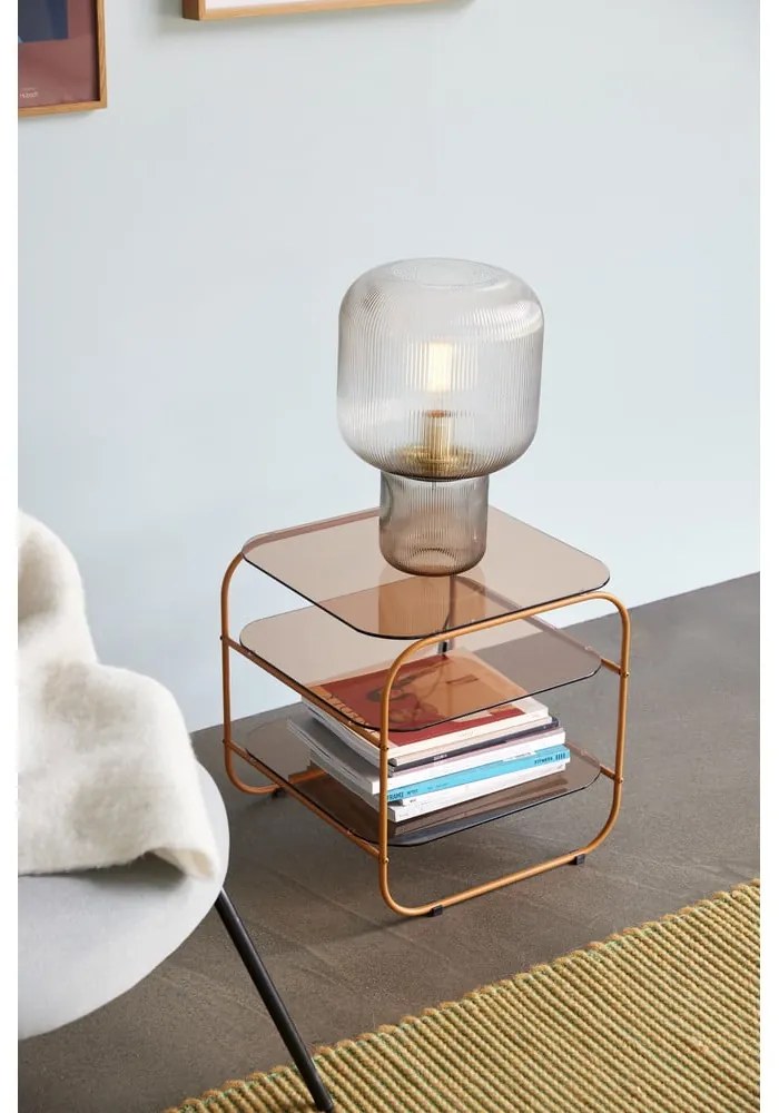 Odkladací stolík so sklenenou doskou 41x41 cm Echo – Hübsch